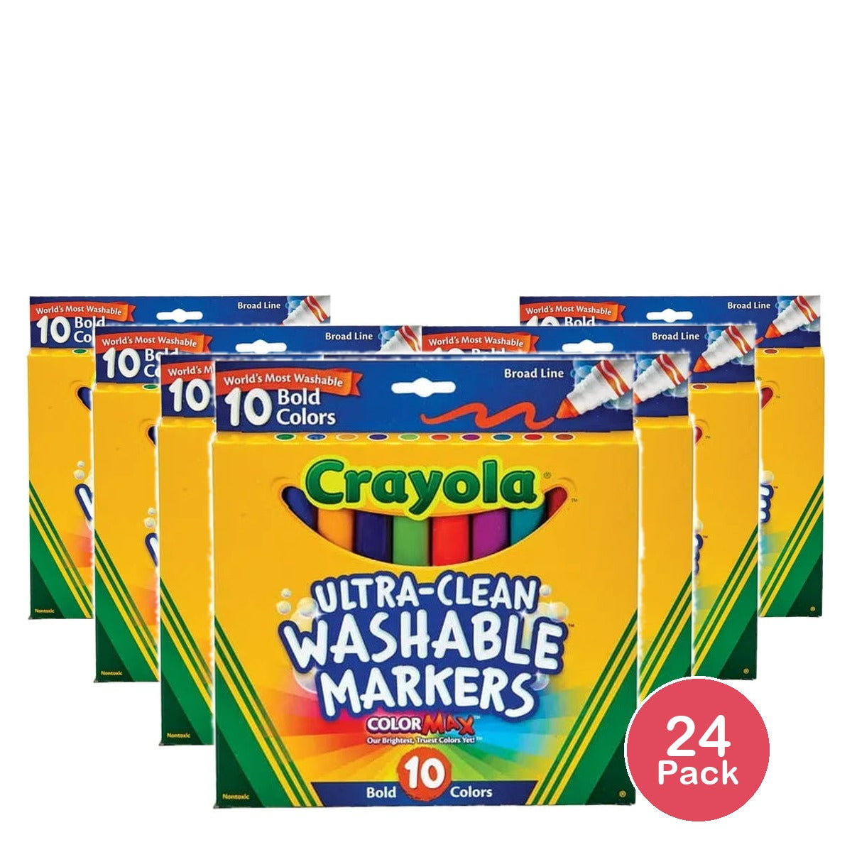 Crayola Ultraclean Broadline Bold Markers 0.56Oz (10 Count) (Pack Of 24)
