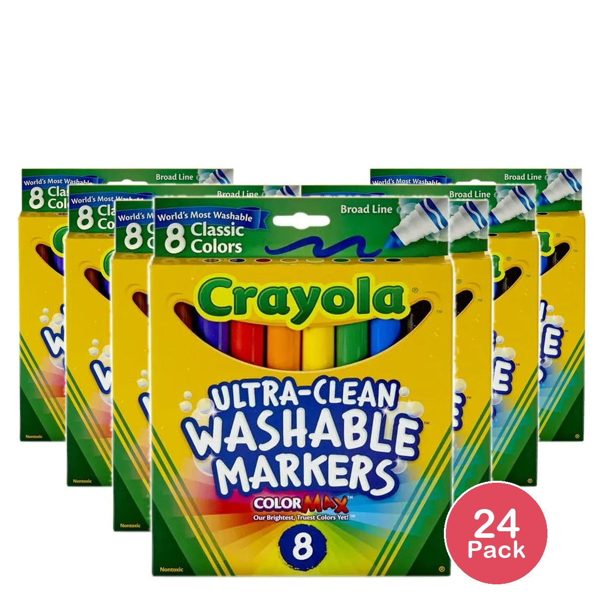Crayola Washable Broad Line Markers Classic Colors8 Count 1.92oz (Pack of 24)