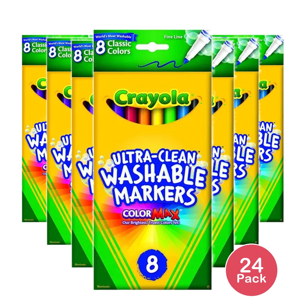 Crayola Washable Fine Line Markers Classic Colors8 Count 1.92oz (Pack of 24)