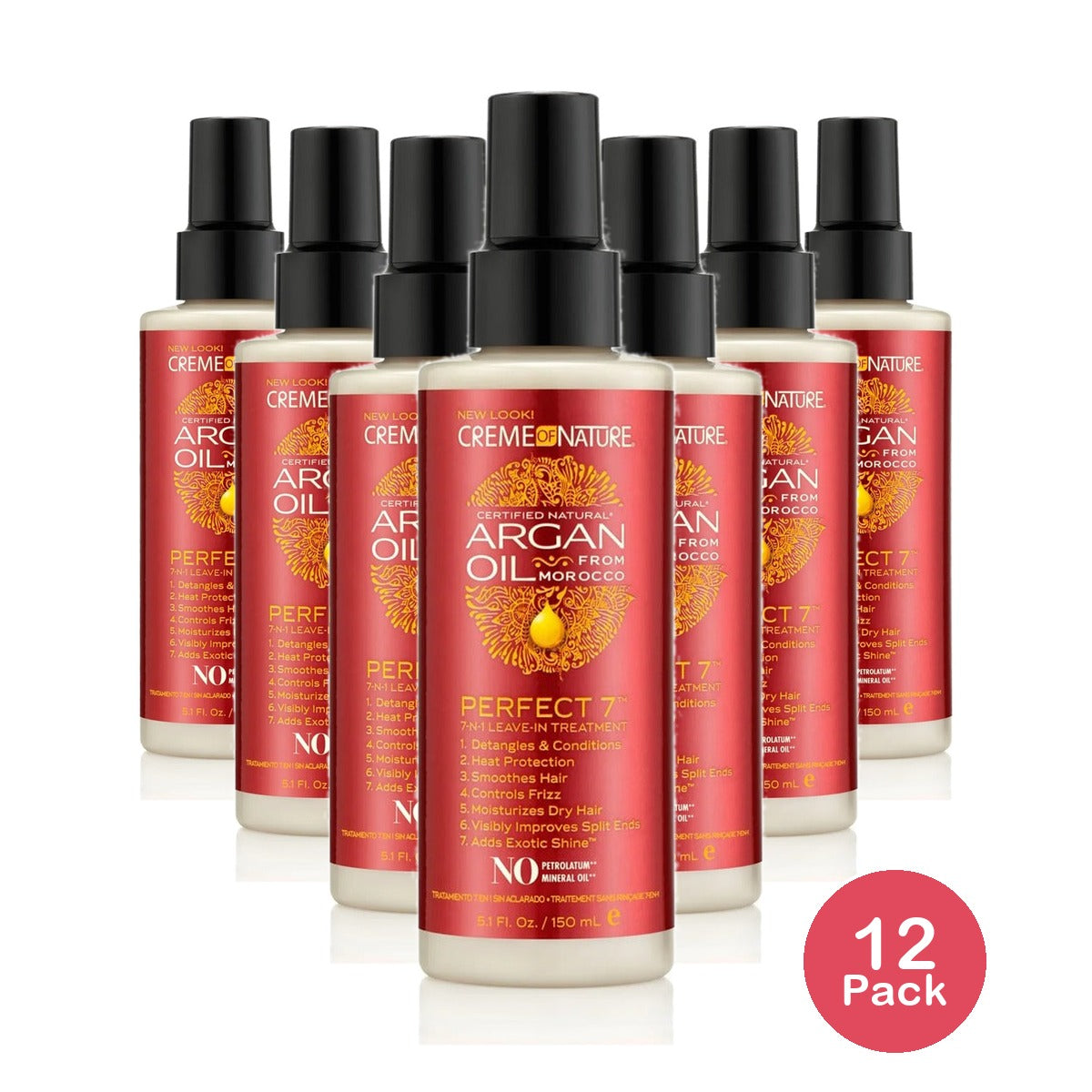 Creme of Nature Argan Oil Perfect 7 Leave-In Conditioner 5.1 Oz (Pack of 12)