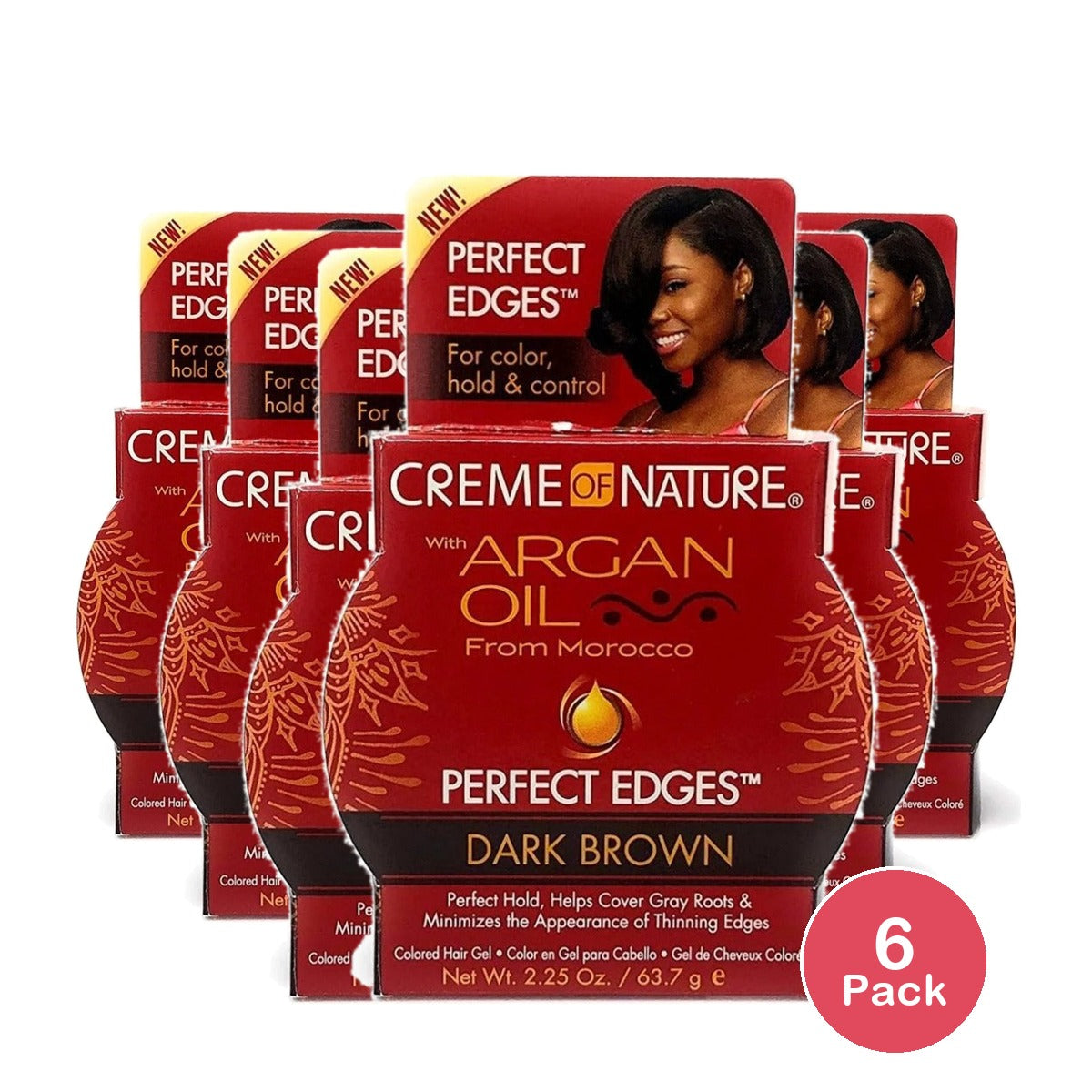 Creme of Nature Argan Oil Perfect Edges Dark Brown 2.25 Oz (Pack of 6)