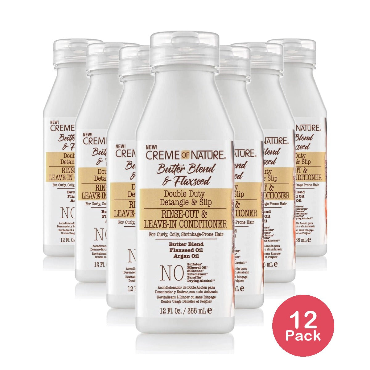 Creme of Nature Butter Blend & Flaxseed Leave-In Conditioner 12 Oz (Pack of 12)