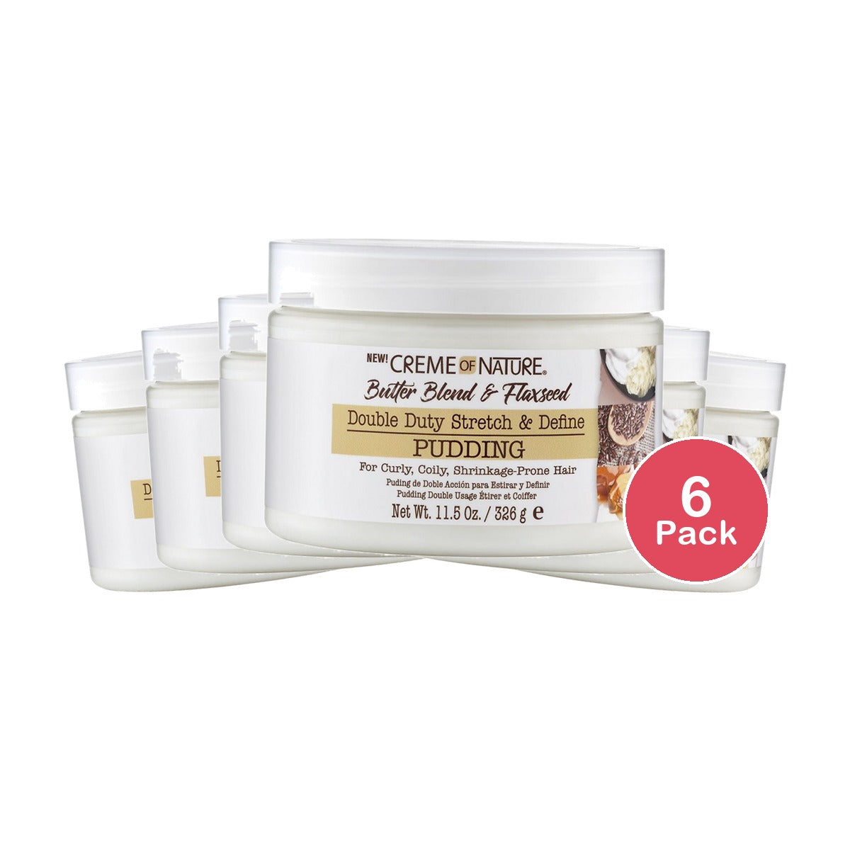Creme of Nature Butter Blend Flaxseed Styling Pudding 11.5 Oz (Pack of 6)