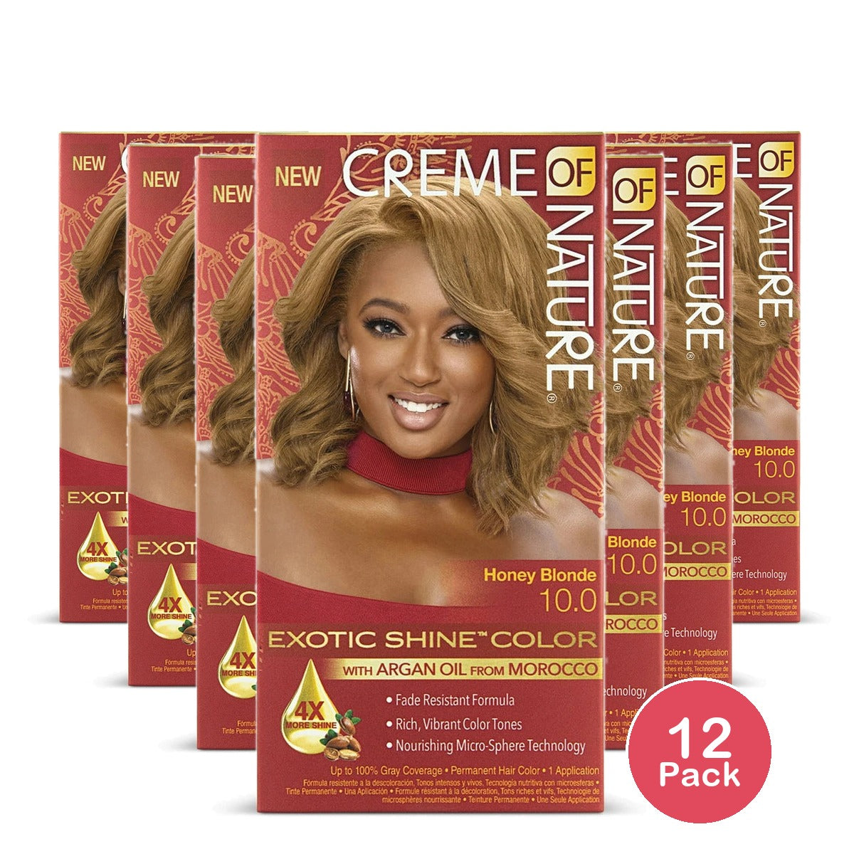 Creme of Nature Exotic Shine Color Hair Color 10.0 Honey Blonde (Pack of 12)