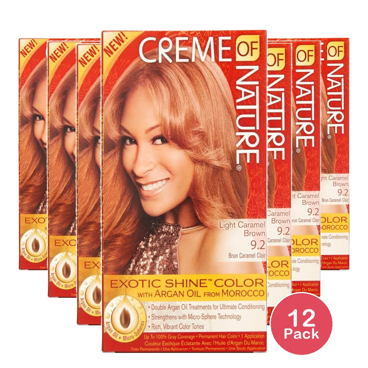 Creme of Nature Exotic Shine Color With Argan Oil Light Caramel Brown 9.2, 1 ea (Pack of 12)