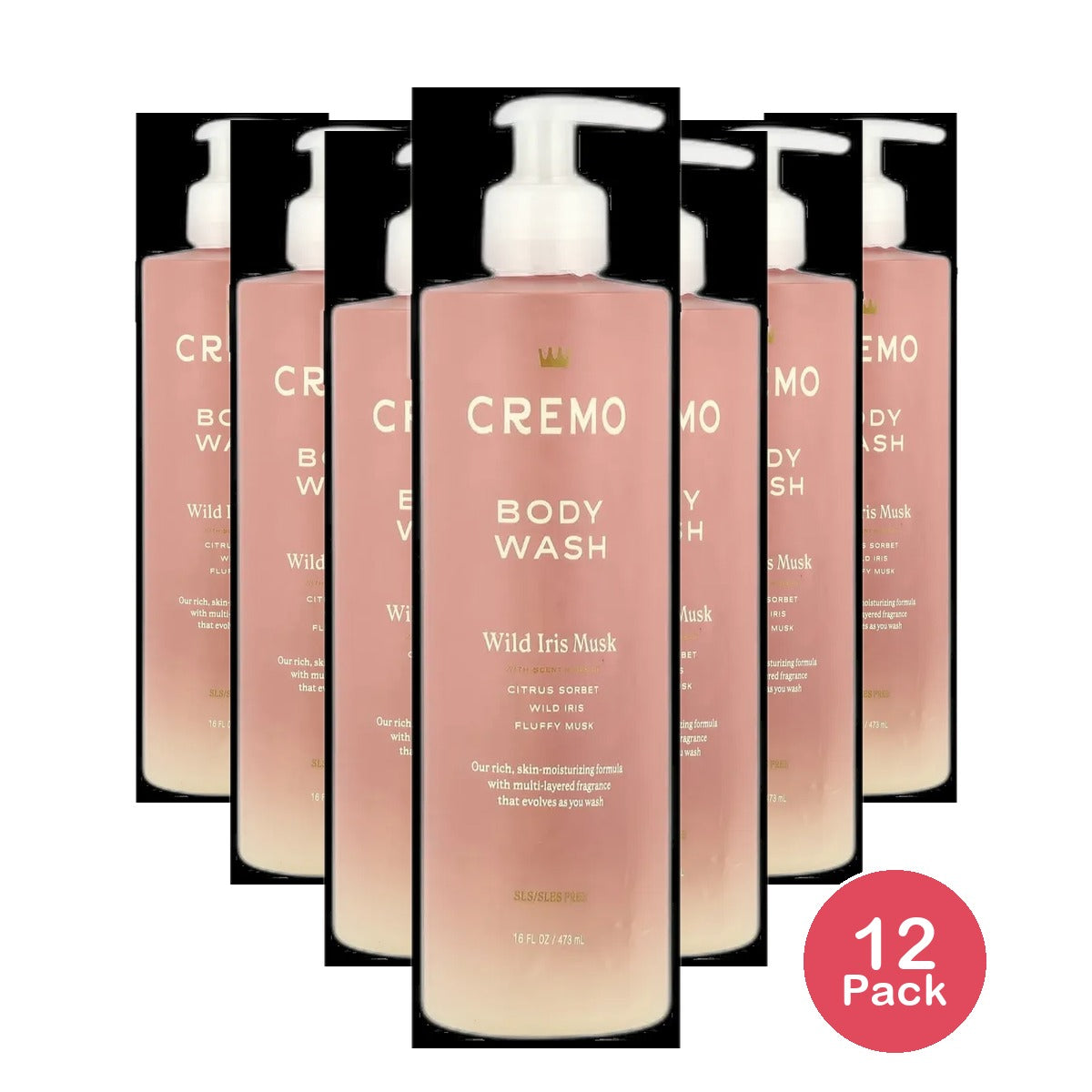 Cremo Women's Body Wash Wild Iris Musk 16 oz (Pack of 12)