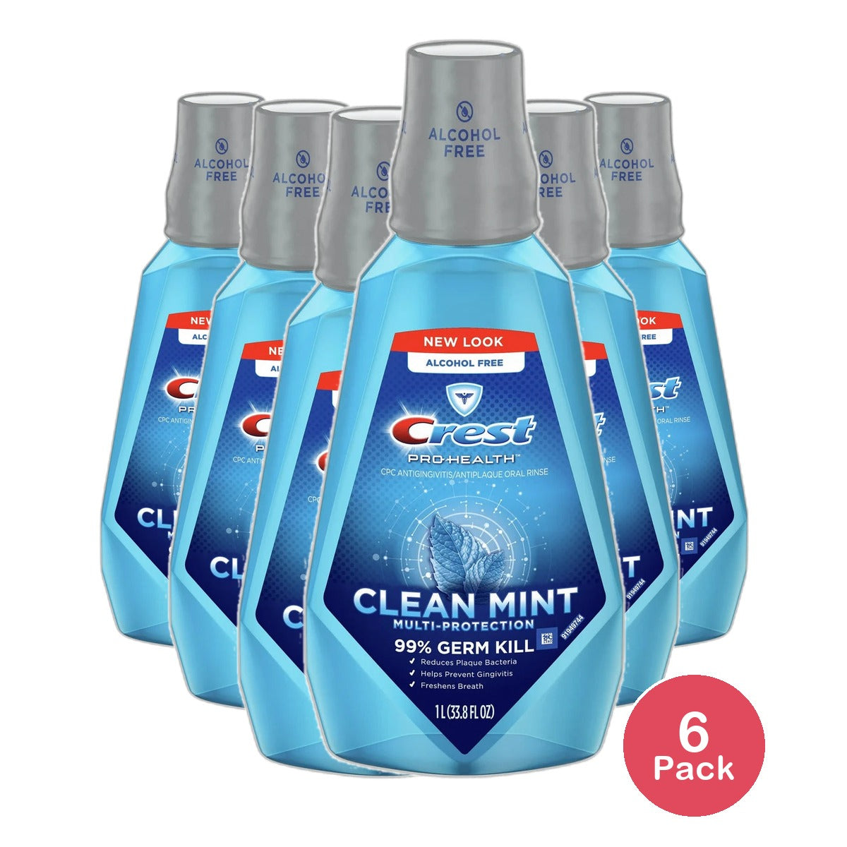 Crest Pro Health Mouth Wash With Refreshing Clean Mint1 Ltr 33.8Oz (Pack of 6)