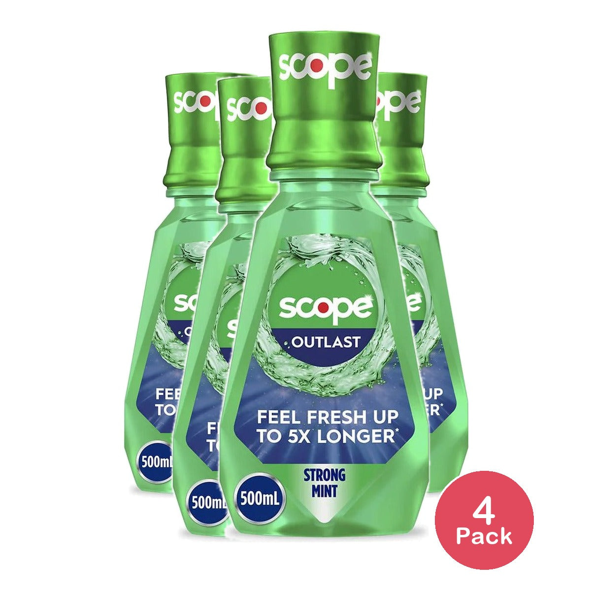 Crest Scope Outlast Mouthwash 500mL (Pack of 4)