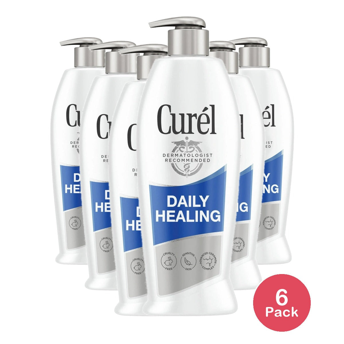 Curél Daily Healing Hand and Body Lotion for Dry Skin Dermatologist Recommended 13 oz (Pack of 6)