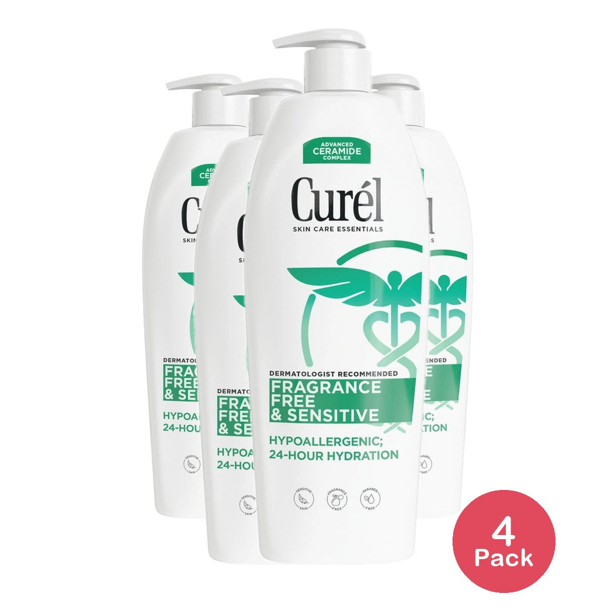 Curel Fragrance Free Body Lotion, Hand Moisturizer For Sensitive Skin, Advanced 20 oz (Pack of 4)