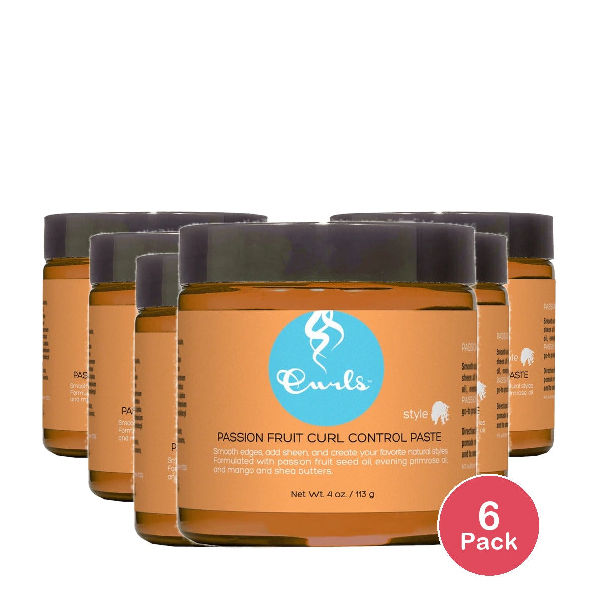 CURLS Passion Fruit Curl Control Paste For All Hair Types 4 Fl. Oz (Pack of 6)