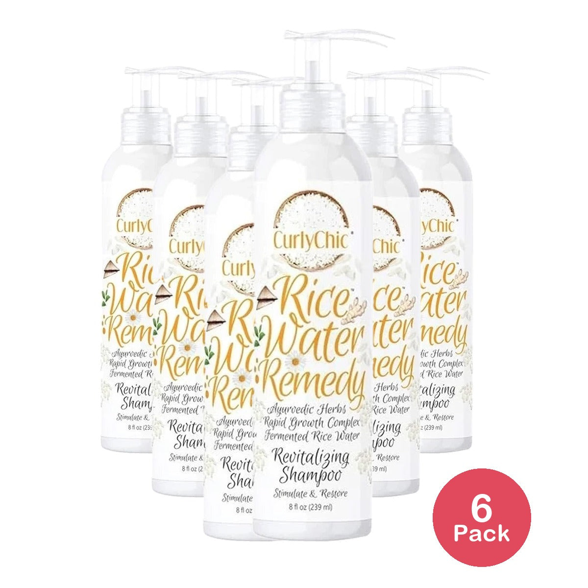 Curly Chic - Rice Water Remedy Revitalizing Shampoo 8 Fl. Oz (Pack of 6)