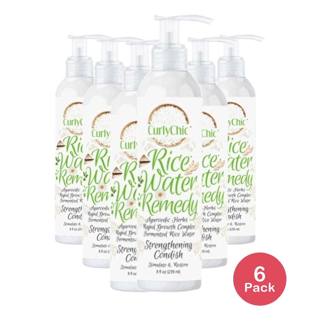 Curly Chic - Rice Water Remedy Strengthening Condish (STEP 3) 8 Fl. Oz (Pack of 6)
