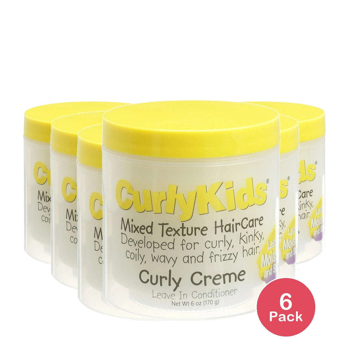 Curly Kids Creme Leave-In Conditioner 6 fl oz Cream Moisturizing Jar Unisex 6 Oz (Pack of 6)