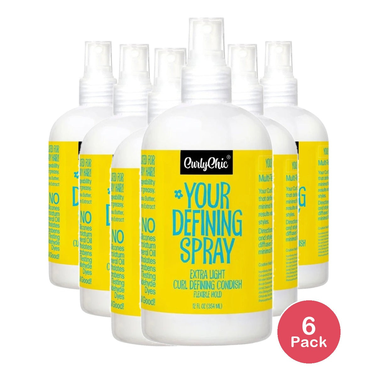 CurlyChic Your Curly Defining Spray Net.Wt 12 fl.oz (Enriched with Ginger) 12 Fl. Oz (Pack of 6)