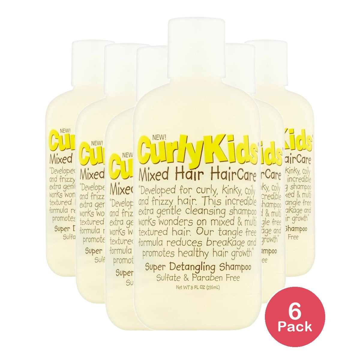 CurlyKids Mixed Hair HairCare Super Detangling Shampoo 8 oz. Child 8 Fl. Oz (Pack of 6)