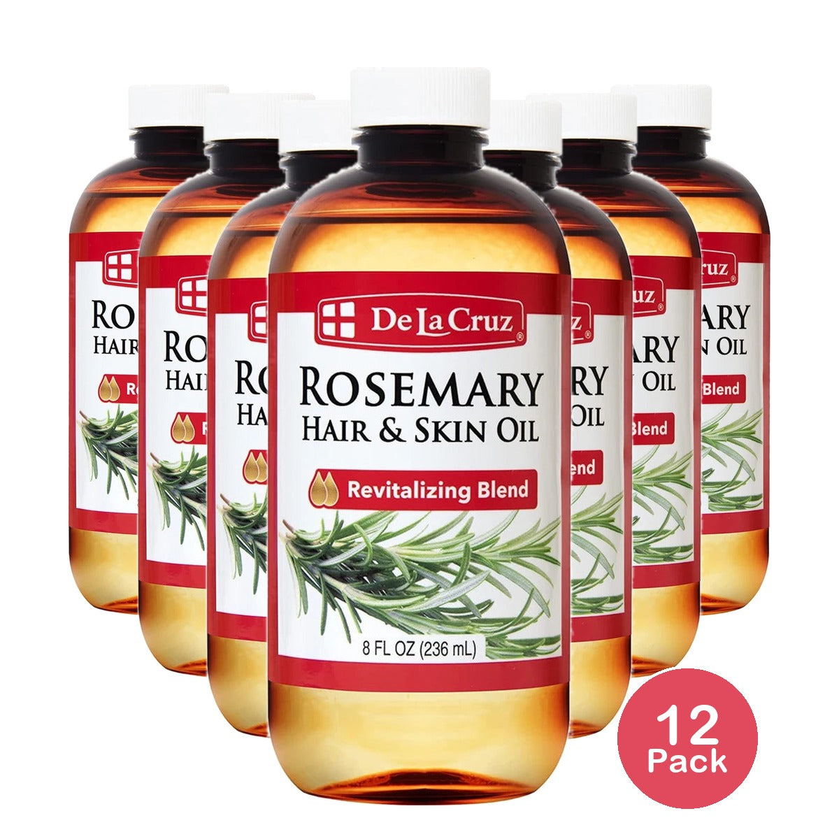 De La Cruz Rosemary Hair & Skin Oil Revitalizing Blend Hair & Skin Moisturizer 8. Oz (Pack of 12)