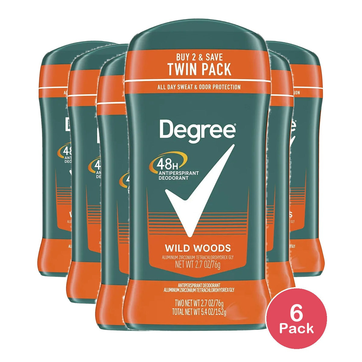 Degree Long Lasting Mens Antiperspirant Deodorant Stick 2.7Oz (Pack of 6)