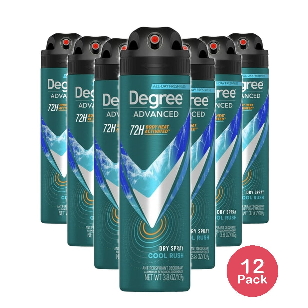 Degree Men Advanced Motionsense Cool Rush 72-Hour Antiperspirant & Deodorant Dry 3.8 OZ (Pack of 12)