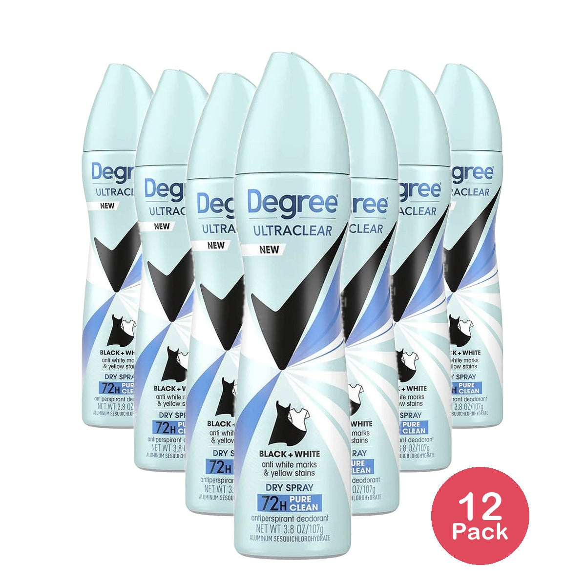 Degree Ultra Clear Antiperspirant Deodorant Dry Spray 3.8 Oz (Pack of 12)