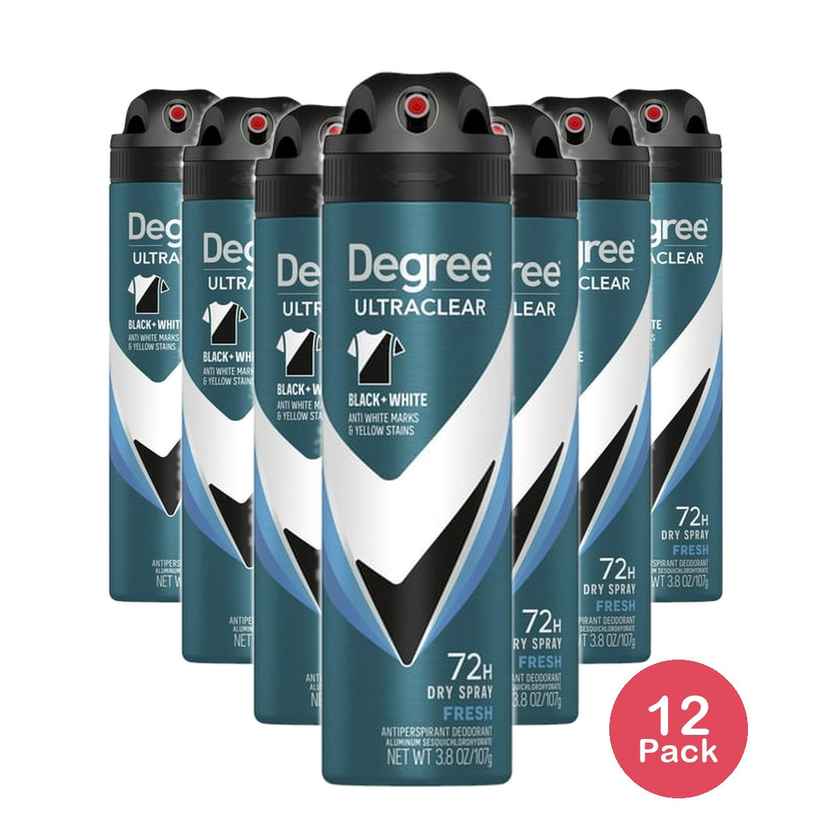 Degree Ultra Clear Long Lasting Antiperspirant Deodorant Dry Spray Fresh 3.8 OZ (Pack of 12)