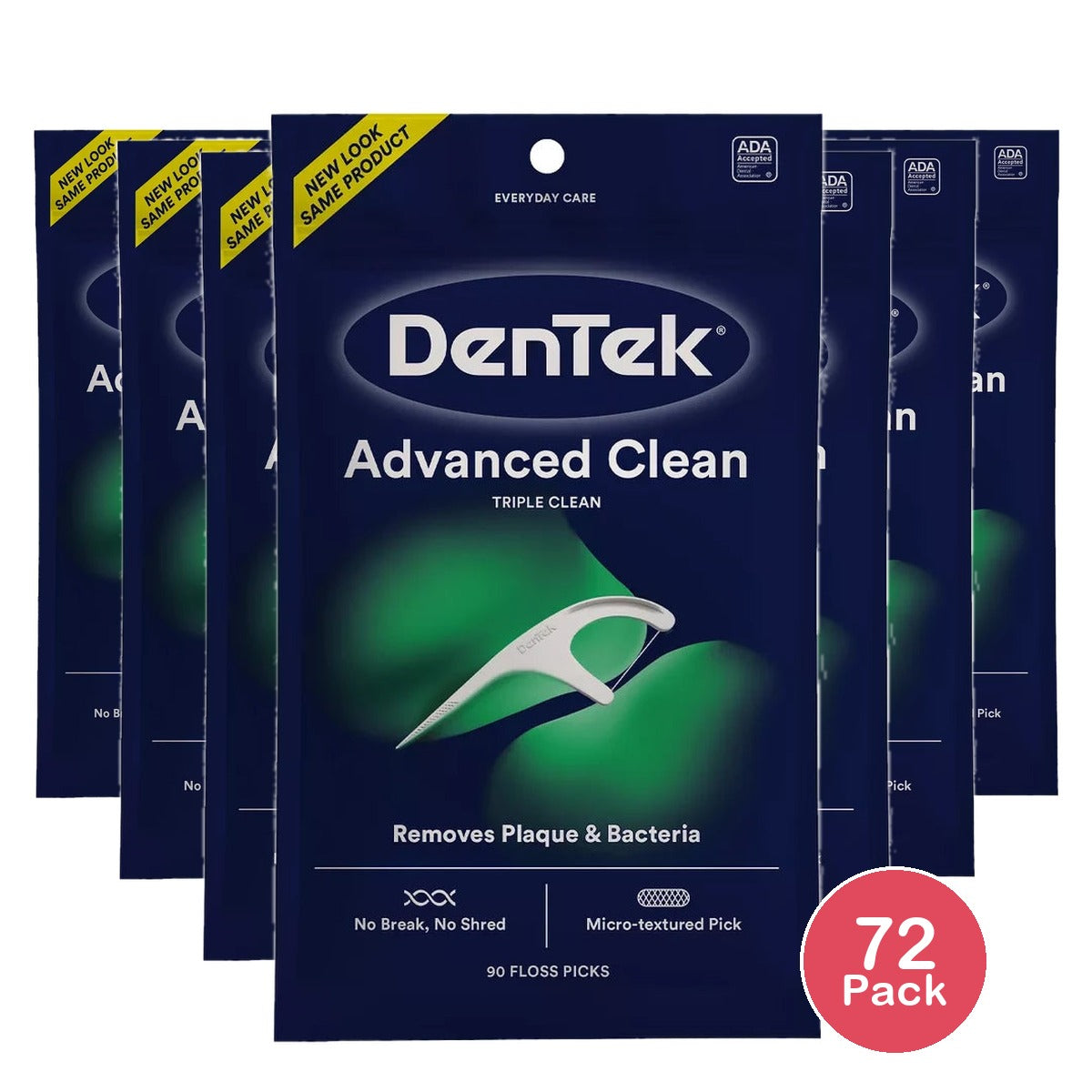 Dentek Triple Clean Eco-Friendly 90 Picks 1.6 Oz (Pack of 72)