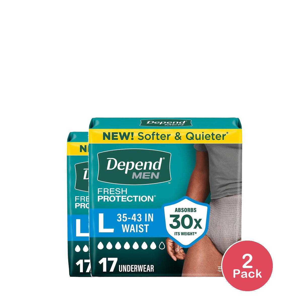 Depend Fresh Protection Men's Incontinence Underwear L (Pack of 2)