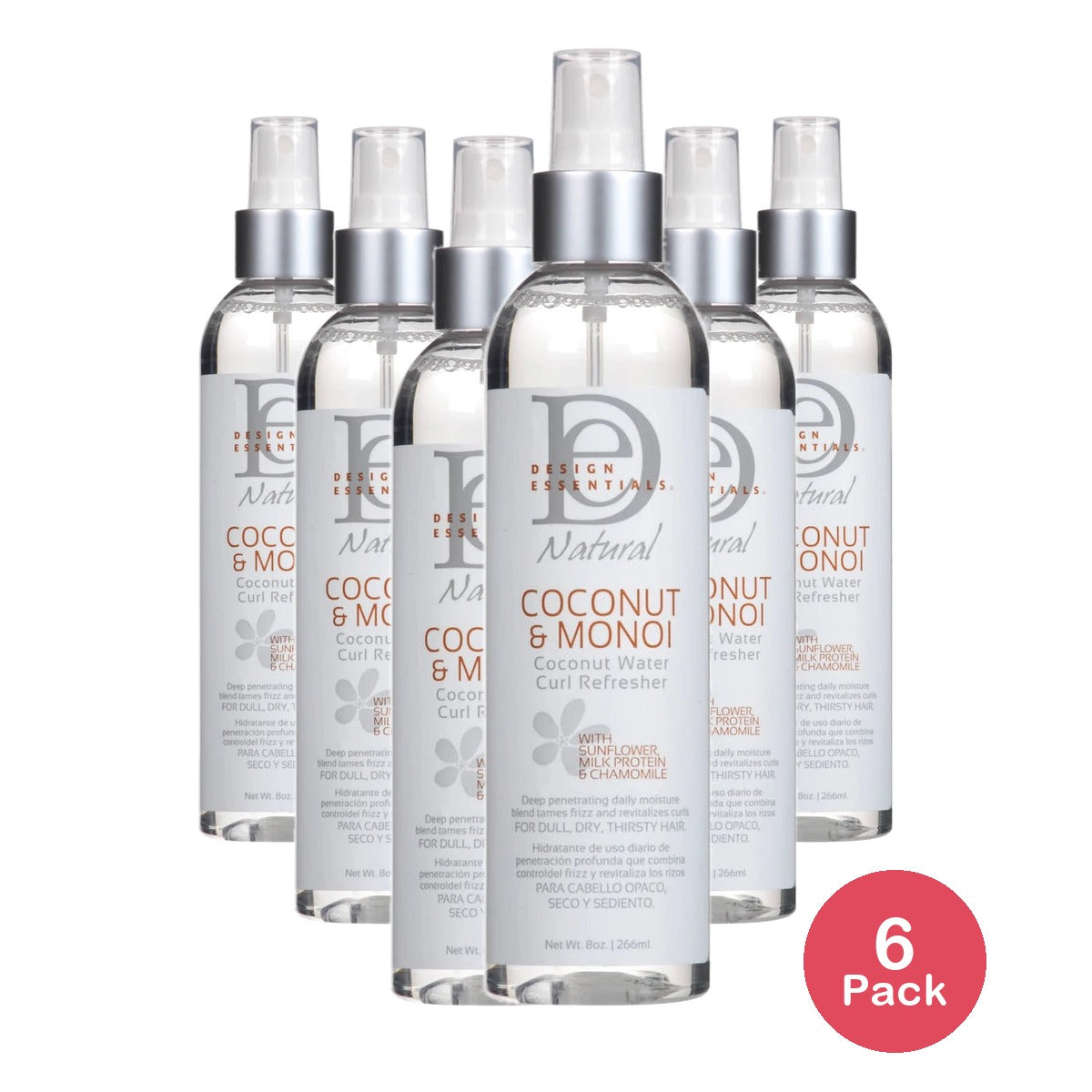 Design Essentials Coconut and Monoi Water 8 oz. Curl Refresher Moisturizing Un (Pack of 12)