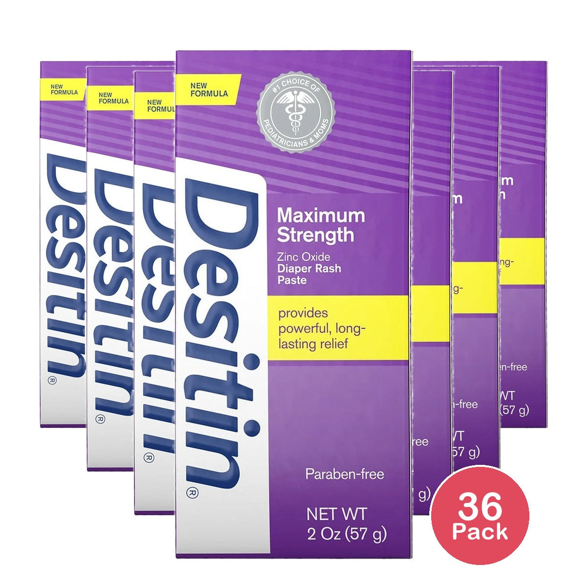 Desitin Maximum Strength Baby Diaper Rash Cream with 40% Zinc Oxide for Treatmen 2Oz (Pack of 36)