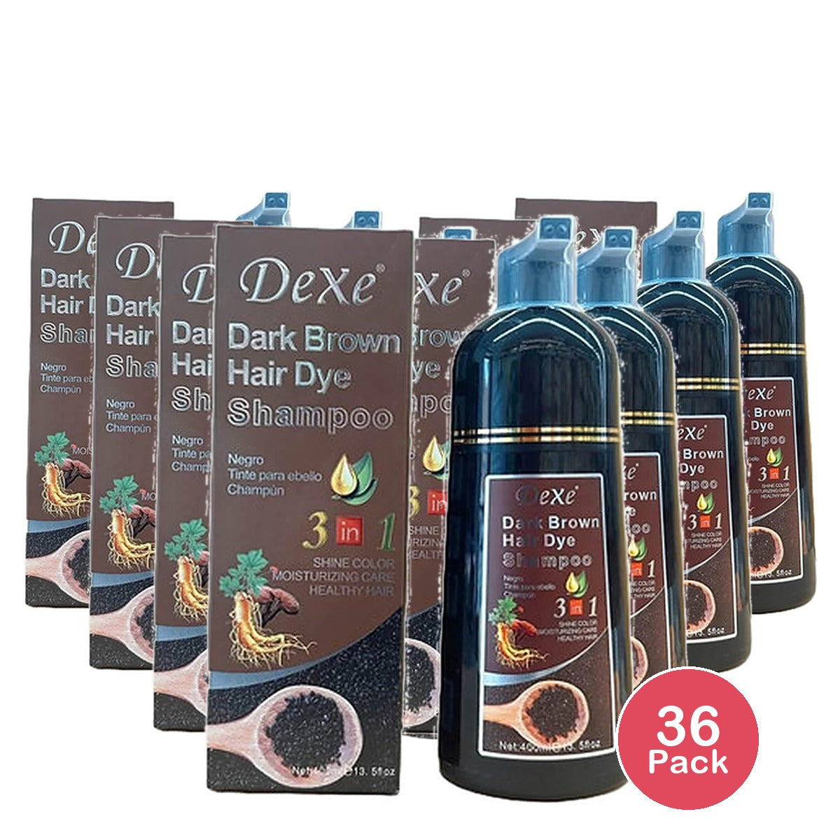 Dexe Hair Shampoo Dye Brown 13.5 Oz (Pack of 36)