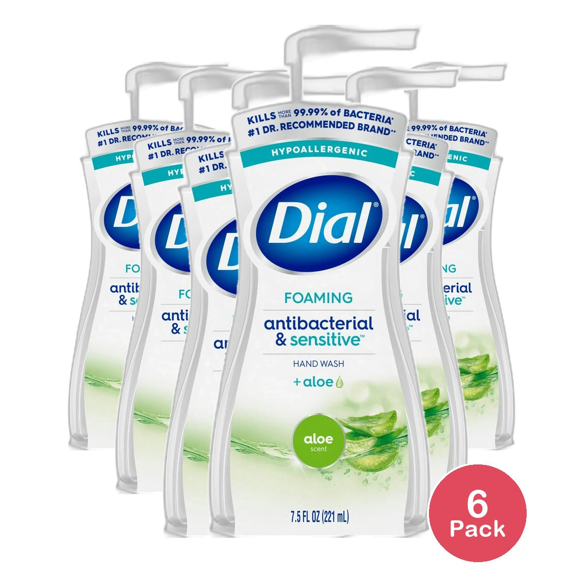 Dial Complete Clean And Gentle Antibacterial Foaming Hand Wash Aloe 1Oz (Pack Of 6)