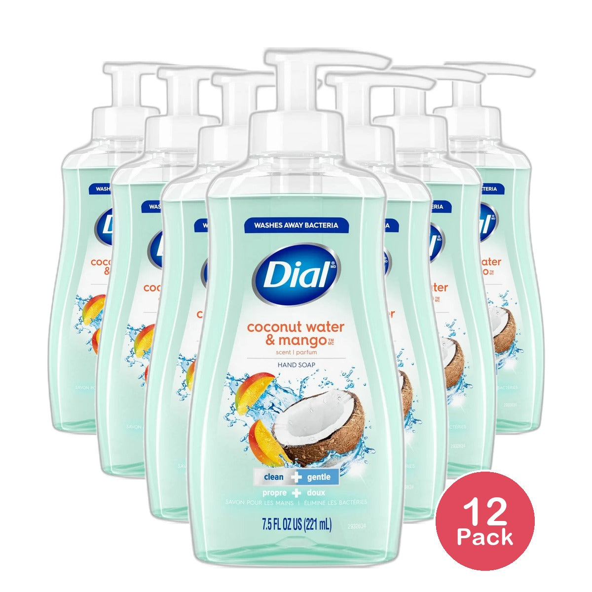 Dial Liquid Hand Soap With Ultra-Fresh Coconut Water And Mango 7.5Oz (Pack of 12)