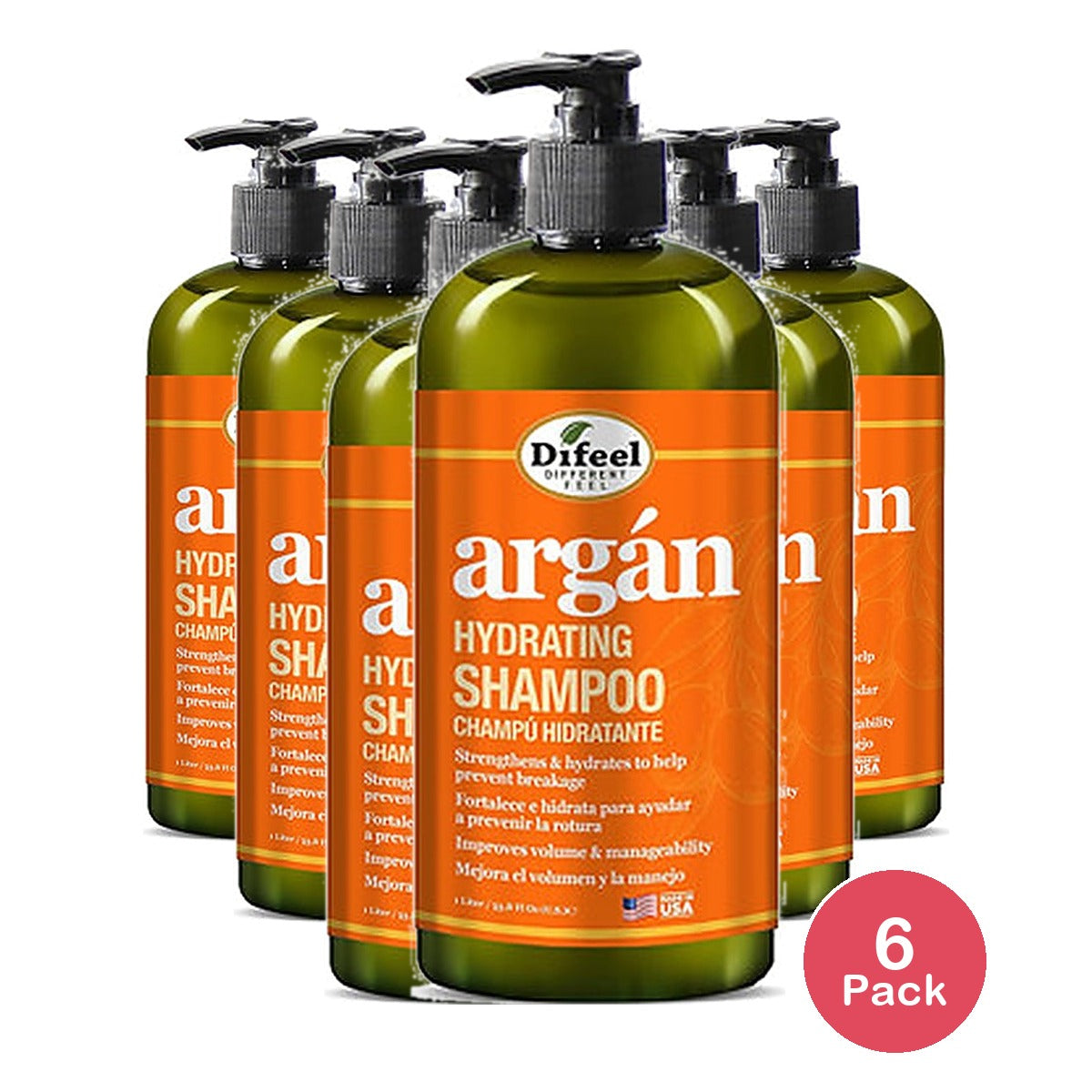 Difeel Argan Hydra Shampoo 33.8 Oz (Pack of 6)