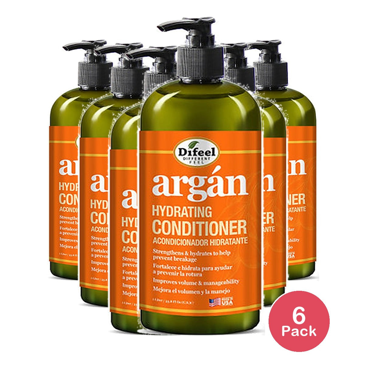 Difeel Argan Hydrating Conditioner 33.8 Oz (Pack of 6)