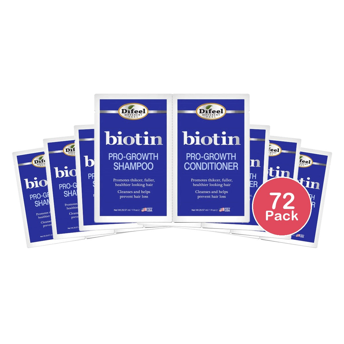 Difeel Biotin Pro-Growth Shampoo & Conditioner Packet (Pack of 72)