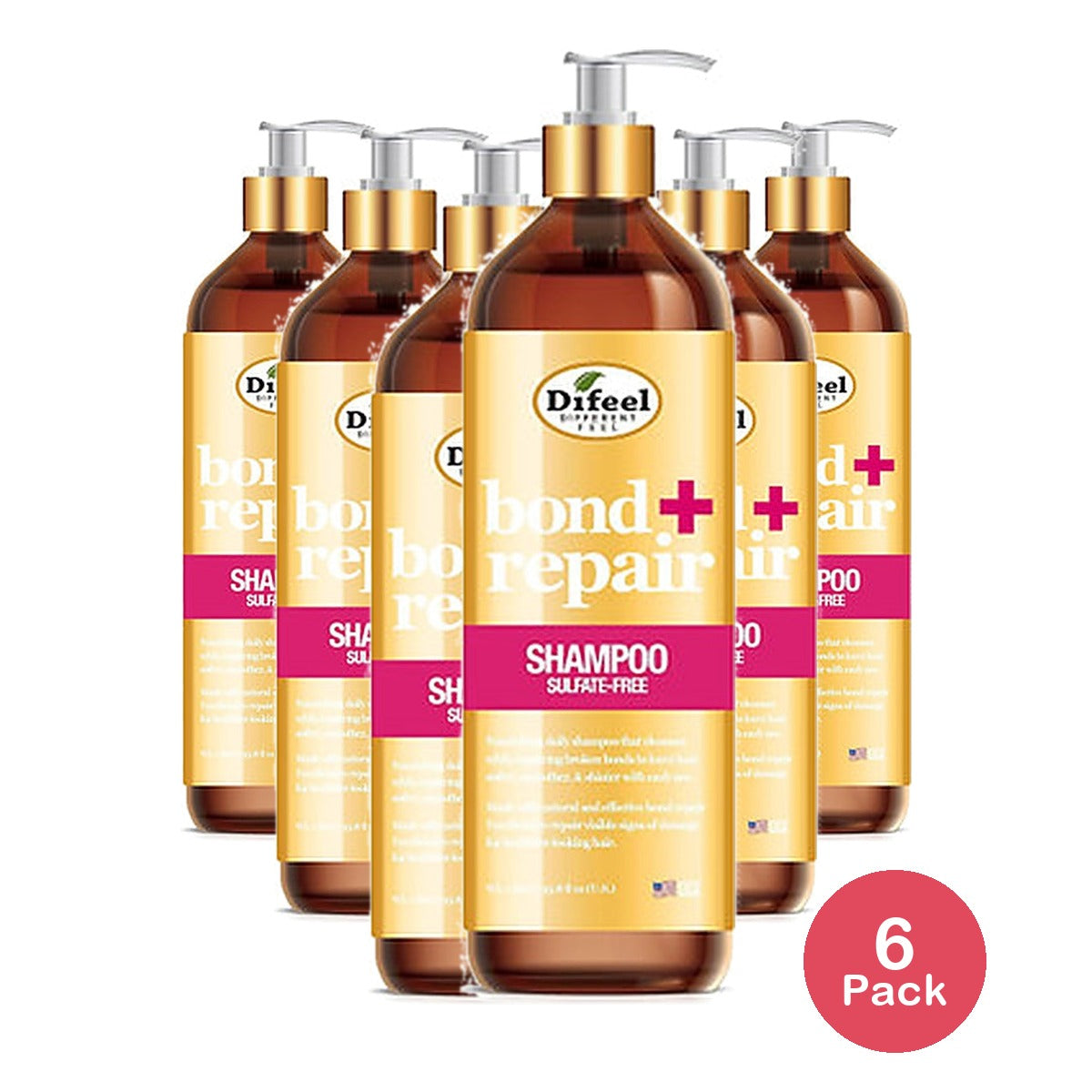 Difeel Bond+Repair Shampoo 33.8 Oz (Pack of 6)