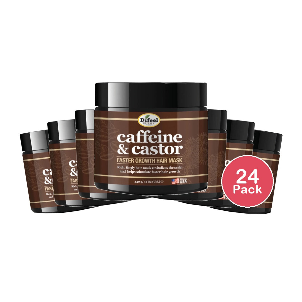 Difeel Caffeine & Castor Hair Mask 12 Oz (Pack of 24)