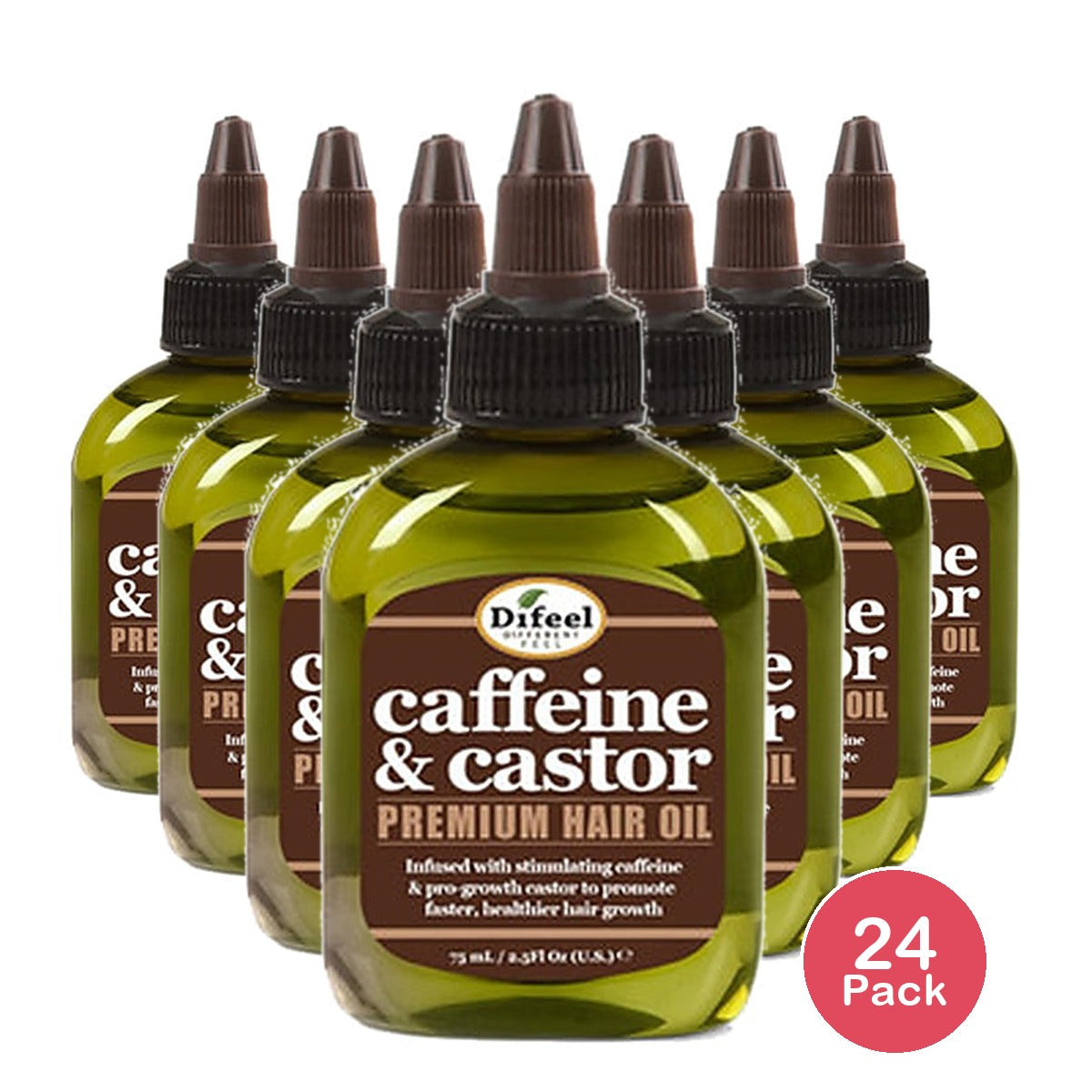Difeel Caffeine & Castor Premium Hair Oil 2.5 Oz (Pack of 24)