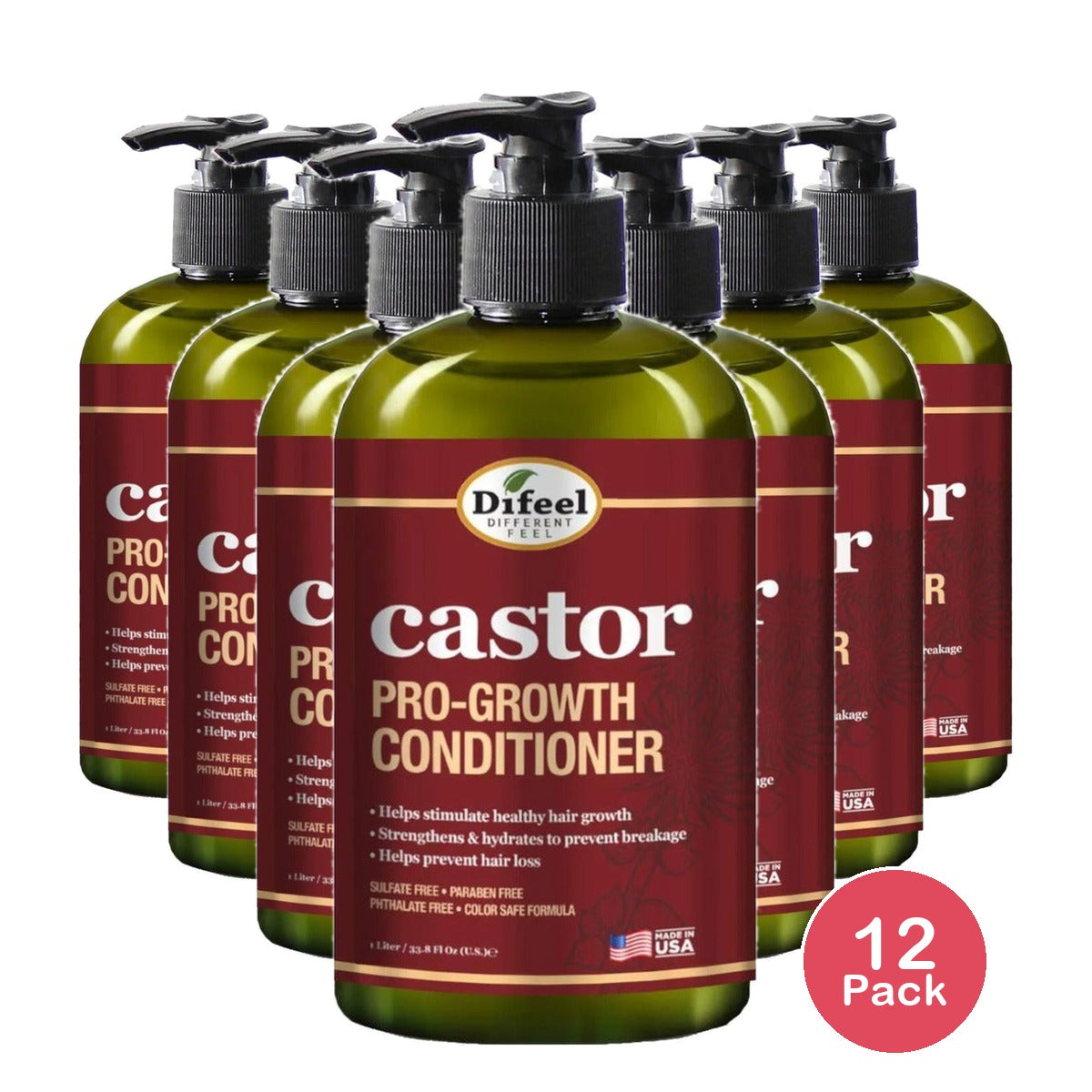 Difeel Castor Pro-Growth Conditioner 12 Oz (Pack of 12)
