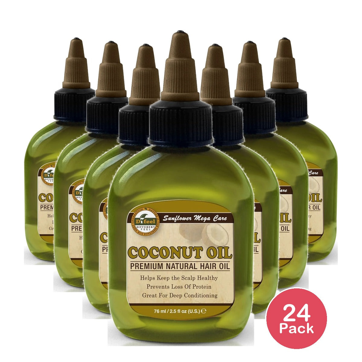 Difeel Coconut Premium Mega Hair Oil 2.5 Oz (Pack of 24)