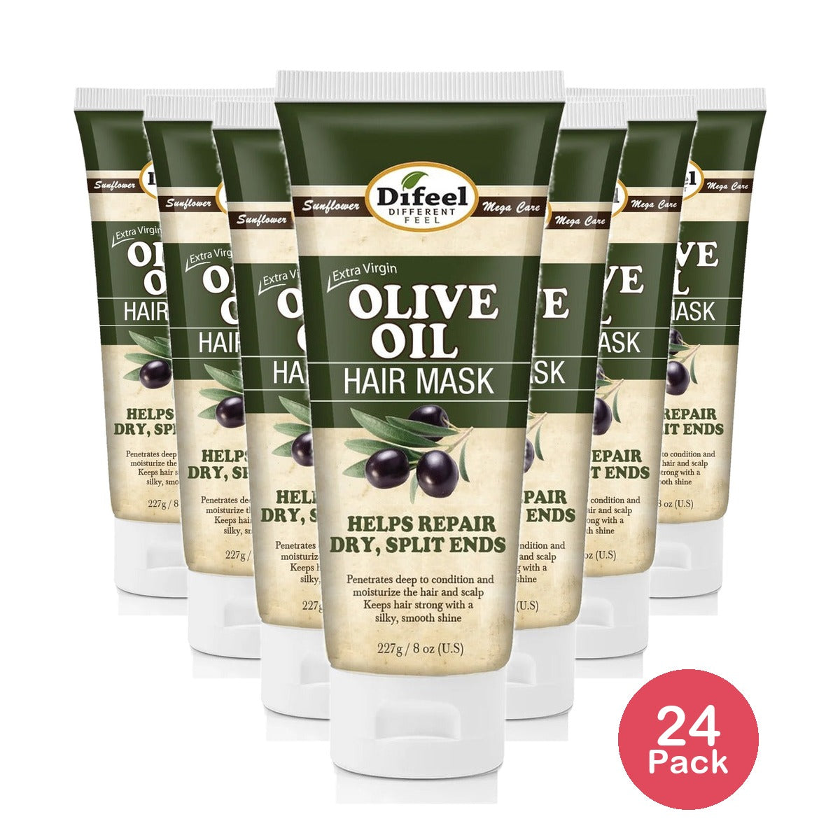 Difeel Extra Virgin Olive Oil Hair Mask 8 Oz (Pack of 24)