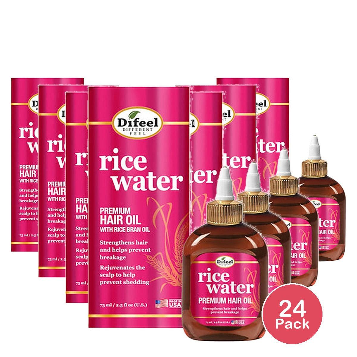 Difeel Hair Oil Rice Water 2.5 Oz (Pack of 24)