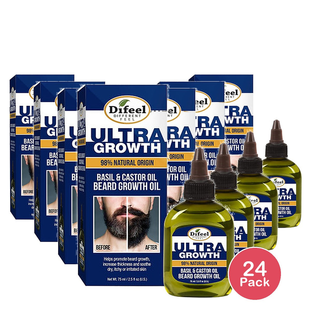Difeel Mens Ultra Growth Basil and Castor Beard Oil 2.5 Oz (Pack of 24)