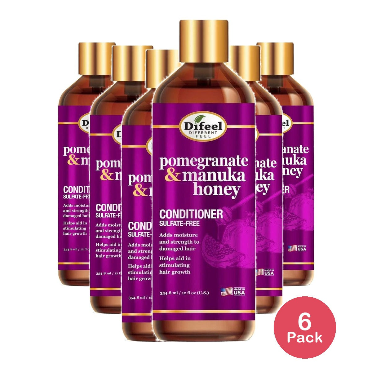 Difeel Pomegranate & Manuka Honey Conditioner 33.8 Oz (Pack of 6)