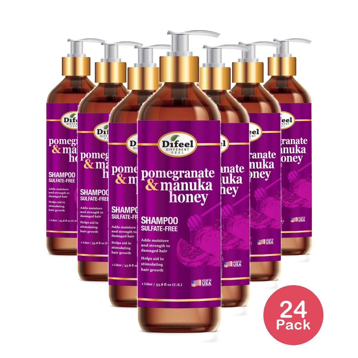 Difeel Pomegranate Manuka Honey Shampoo 2.5 Oz (Pack of 24)