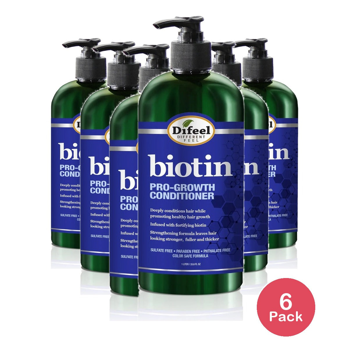 Difeel Pro-Growth Biotin Conditioner 33.8 Oz (Pack of 6)