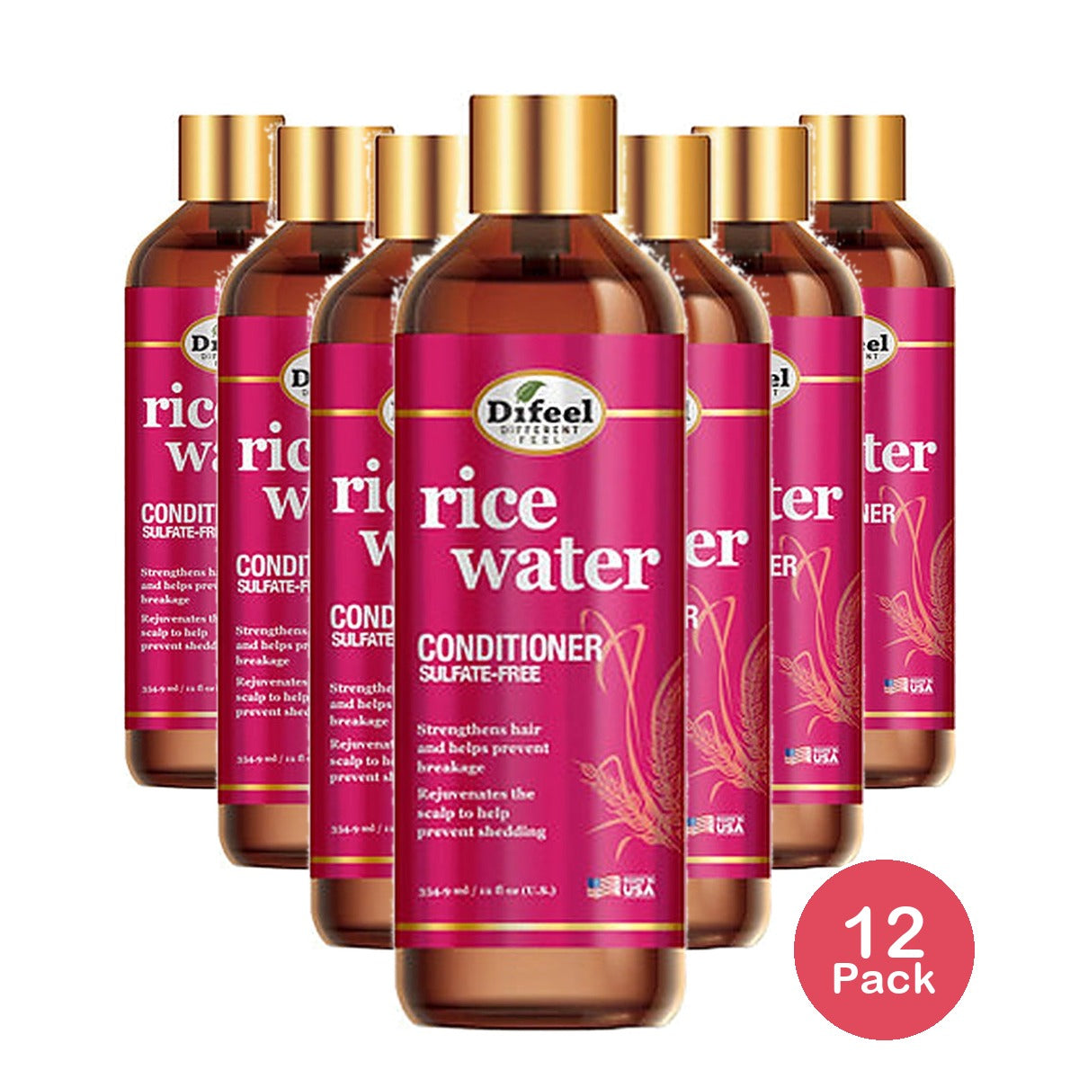 Difeel Rice Water Conditioner 12 Oz (Pack of 12)