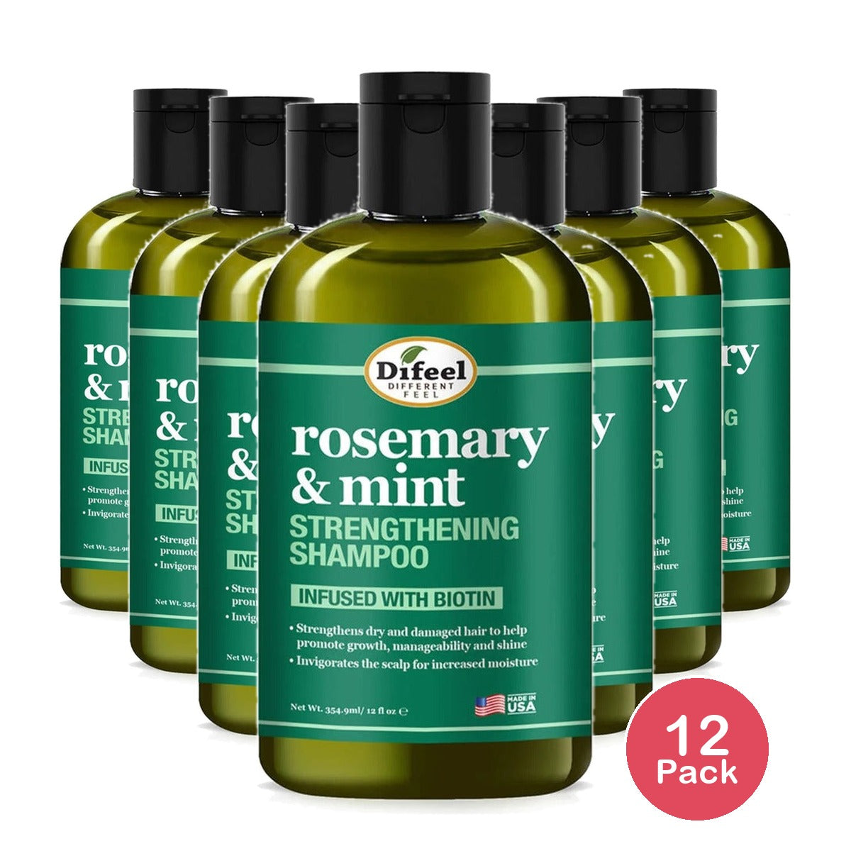 Difeel Rosemary Mint Shampoo 12 Oz (Pack of 12)