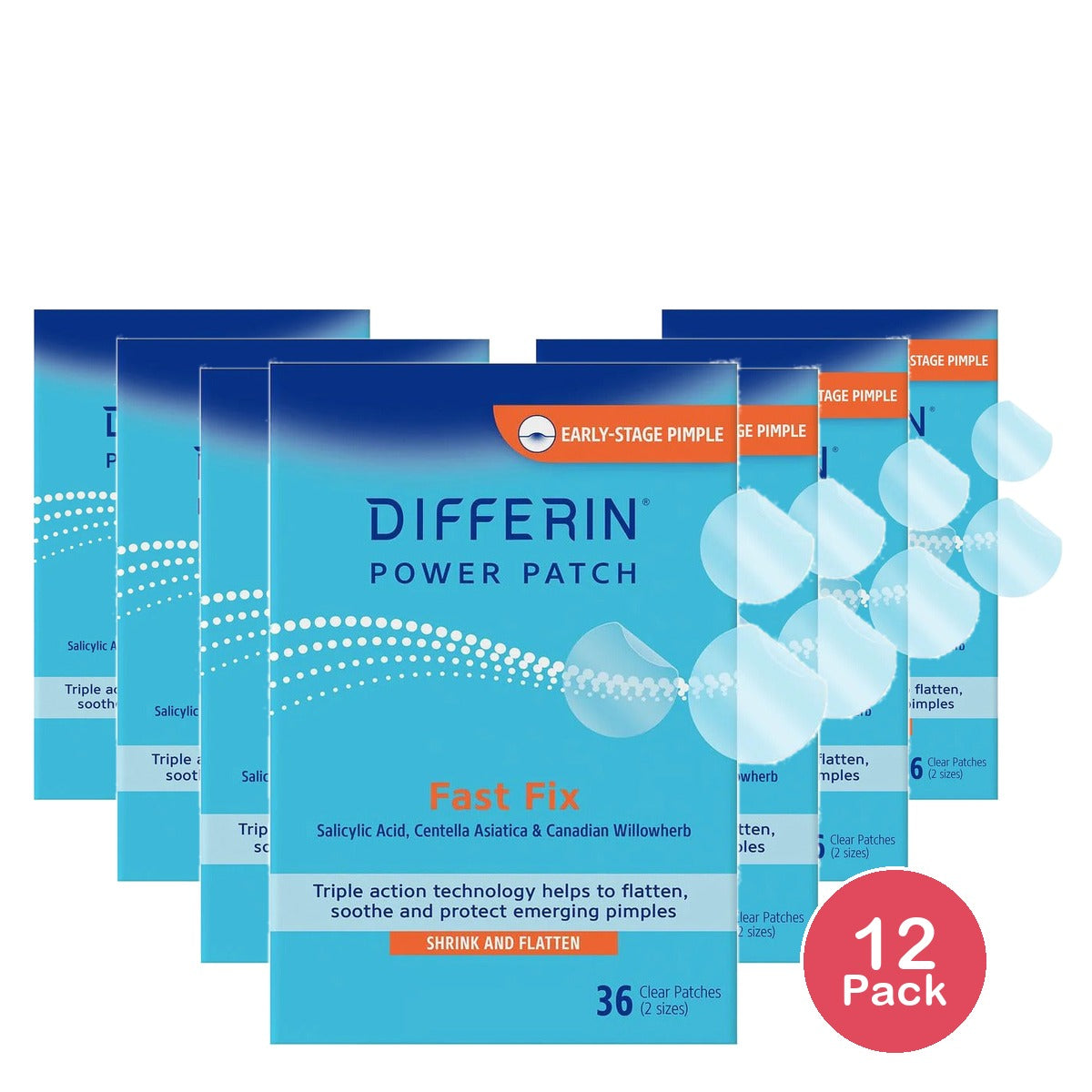 Differin Fast Fix Salicylic Acid Pimple Patches 36ct (Pack of 12)