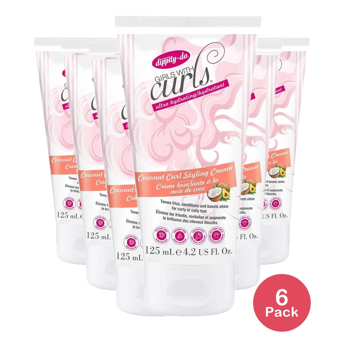 Dippity-Do Girls With Curls Coconut Curl Cream 4.2 Oz (Pack of 6)